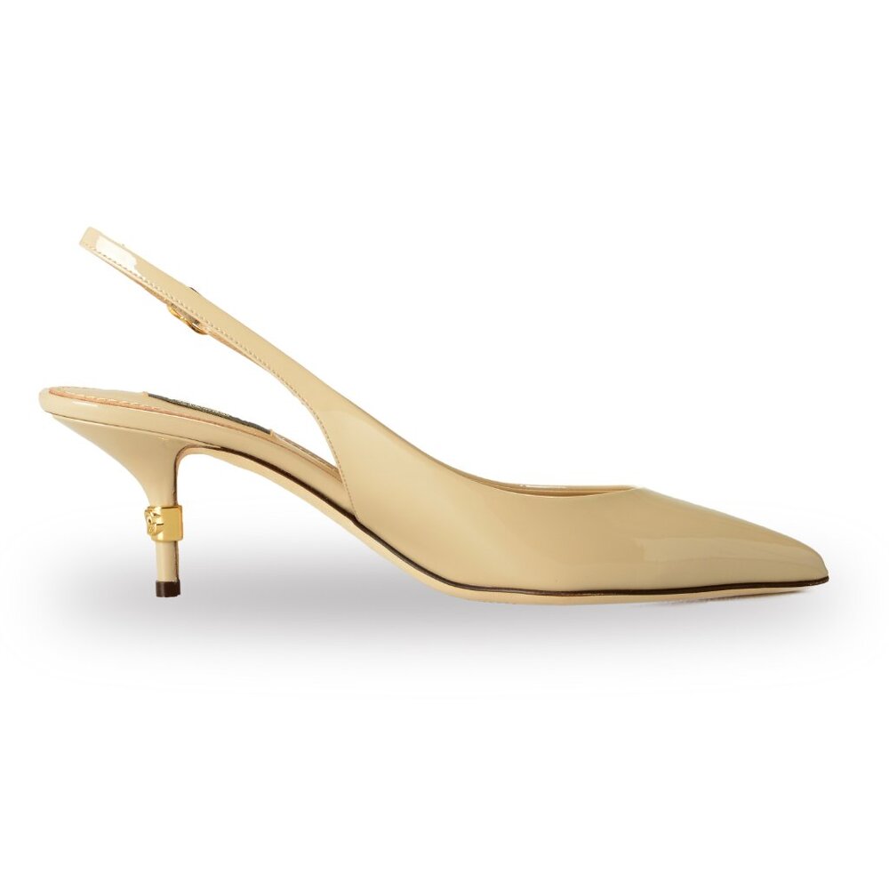 Dolce & Gabbana Women's Beige Leather Heeled Slingback Pumps Shoes US 9 IT 39 - Picture 4 of 8